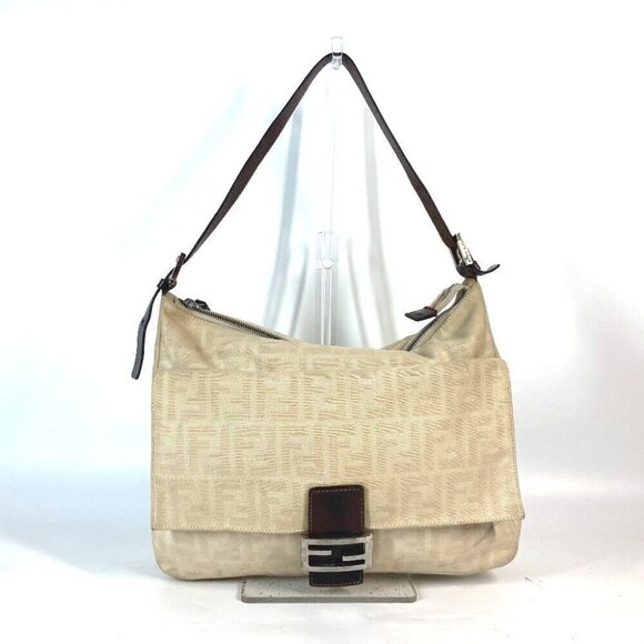 Fendi Handbags - FENDI Zucca Mamma Baguette bag Shoulder Bag Canvas/Leather Beige